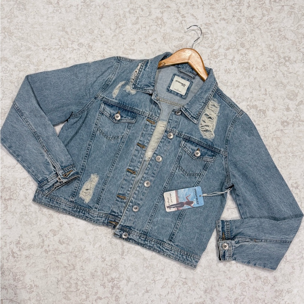 Highway Jeans Light Blue Distressed Denim Jacket